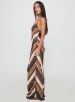 Esmira Halter Maxi Dress Brown Stripe - Image 5