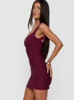 Justina Bandage Mini Dress Plum - Image 4