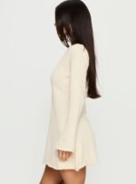 Jaede Off Shoulder Knit Mini Dress Cream - Image 4