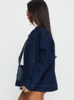 Goldsmith Denim Bomber Jacket Dark Wash - Image 3
