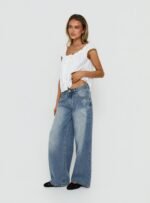 Johnni Floral Printed Low Rise Jeans Mid Wash - Image 4