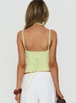 Isamie Drawstring Tie Wrap Top Lime - Image 4
