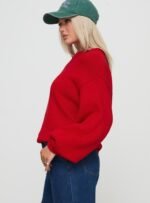 Harmony Balloon Sleeve Knit Jumper Red - Image 4
