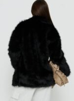 Super Trouper Faux Fur Jacket Black - Image 5