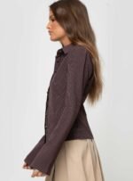 Anni Pinstripe Shirt Brown - Image 4
