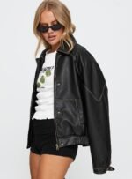 Jaxton Faux Leather Jacket Black - Image 4