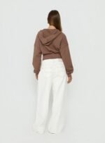 Naylor Mid Rise Wide Leg Jeans Cream Petite - Image 5
