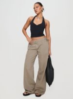 Paltrow Mid Rise Wide Leg Cargo Jeans Washed Brown - Image 3
