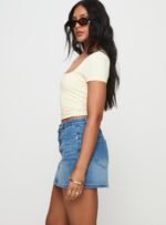 Paulette Denim Mini Skirt Light Wash - Image 4