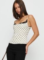 Renaissance Corset Lace Top White Polka Dot - Image 4