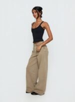 Naylor Mid Rise Wide Leg Jeans Light Brown Wash - Image 4