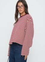 Bloom Long Sleeve Top Wine Stripe - Image 4