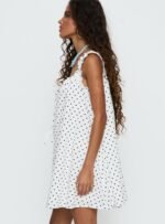 Swing Mini Dress White Polka Dot - Image 4