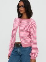 Heavenly Dream Cardigan Pink Stripe - Image 4