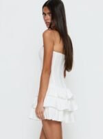 Valentia Tiered Mini Dress White - Image 4