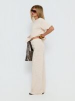 Calisse Knit Wide Leg Trousers Beige - Image 4