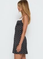 Renaissance Corset Lace Mini Dress Black / White Polka Dot - Image 4