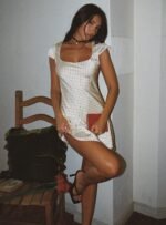 Lucienna Polka Dot Mini Dress White / Black - Image 4