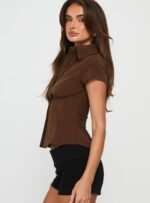 Cottesloe Cord Blouse Top Chocolate - Image 4