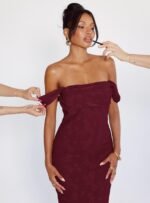 Azura Off The Shoulder Maxi Dress Burgundy - Image 11