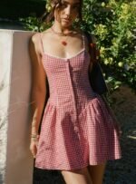 Toulouse Mini Dress Red Gingham - Image 3