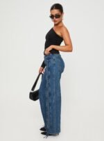 Day Dream Mid Rise Straight Leg Jeans Dark Blue Wash - Image 5