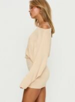 Bellamie Long Sleeve Mini Dress Cream - Image 4