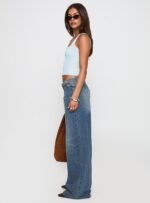Paltrow Mid Rise Wide Leg Cargo Jeans Mid Blue Wash - Image 4