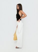 Saving Up Mid Rise Straight Leg Studded Jeans White - Image 4