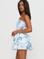 Sunkiss Frill Mini Dress White / Blue - Image 4