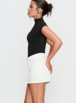 Nickei Denim Mini Skirt Ecru - Image 4