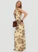 Roselin Mesh Maxi Skirt Brown Floral - Image 4