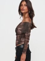 Good Taste Off Shoulder Long Sleeve Top Multi - Image 3