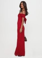 Allured Strapless Maxi Dress Burgundy - Image 4