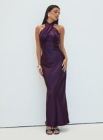 Rosaminta Halter Maxi Dress Plum - Image 3