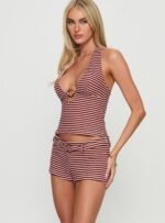 Olimpia Belted Micro Short Red Stripe - Image 4