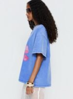 Watercolour Daydream Oversized Graphic Tee Washed Blue - Image 4