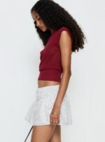 Cloud Tempo Boat Neck Cinched Knit Top Wine - Image 4