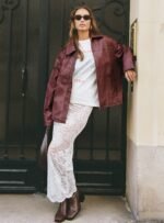 Napoleon Faux Leather Jacket Burgundy - Image 10