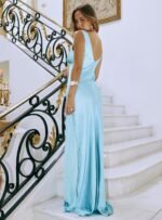 Birdette Plunge Maxi Dress Blue - Image 4