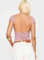 Drives Me Crazy Backless Top Red Stripe - Image 5