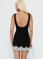Olyra Lace Trim Mini Dress Black / White - Image 5