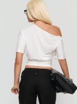 Ashlinn Off Shoulder Drapey Top White - Image 5