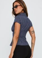 Cottesloe Blouse Top Navy Check - Image 5