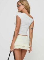 Deei Double Ruffle Mini Skort Soft Lemon - Image 9