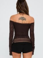 Mochapella Off The Shoulder Top Brown - Image 5