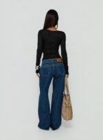 Tidal Wave Low Rise Straight Leg Jeans Dark Blue Wash - Image 5