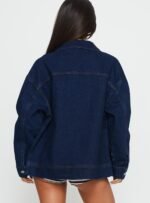 Goldsmith Denim Bomber Jacket Dark Wash - Image 4