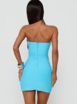 Alyzza Strapless Bandage Mini Dress Blue Topaz - Image 5