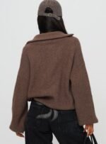 Hertford Zip Through Knit Jumper Brown - Image 5